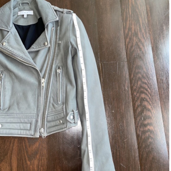 $1295 IRO Luigaspe Gray Leather Motorcycle Jacket sz 0 FR 34 - Picture 5 of 9